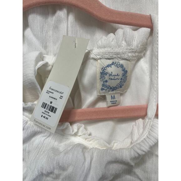 Francesca's Blue Rain white open back tie halter mini dress Medium NWT - Picture 6 of 6